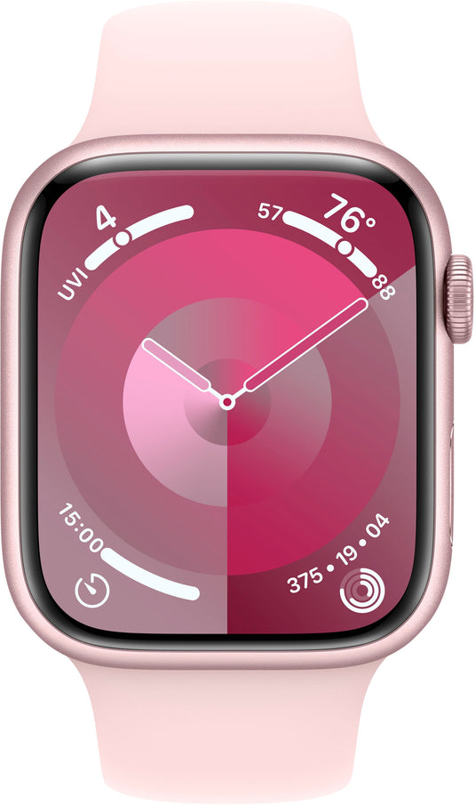 Restored Apple Watch Gen 9 Series 9 (GPS) 41mm Pink Aluminum Case with Light Pink Sport Band (Refurbished)