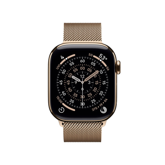 Apple Watch Series 11 [GPS + Cellular 42mm] Smartwatch with Gold Titanium Case with Gold Milanese Loop
