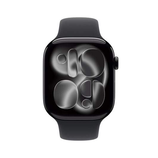 Apple Watch Series 11 [GPS 46mm] Smartwatch with Jet Black Aluminum Case with Black Sport Band - M/L